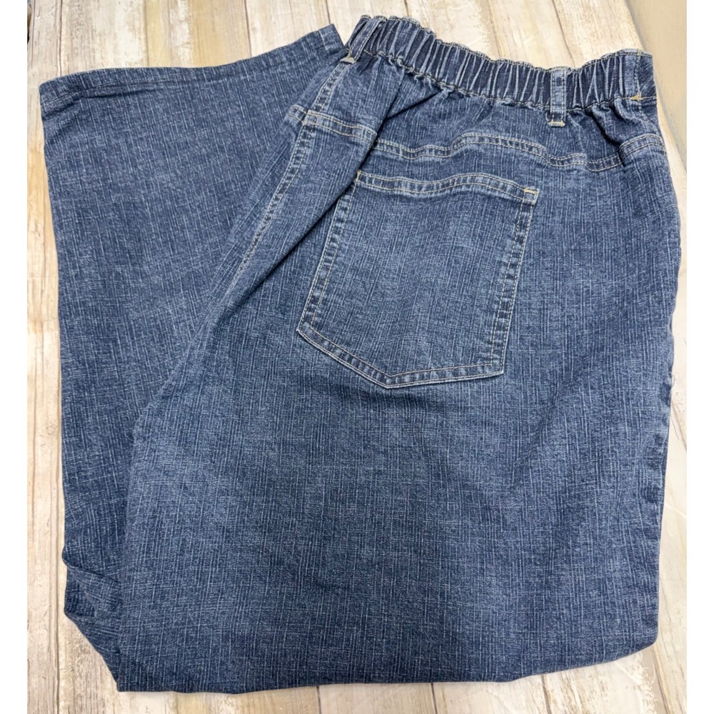Quacker Factory Blue Denim Rhinestone Cross Capri Jeans Plus Size 2X Cropped